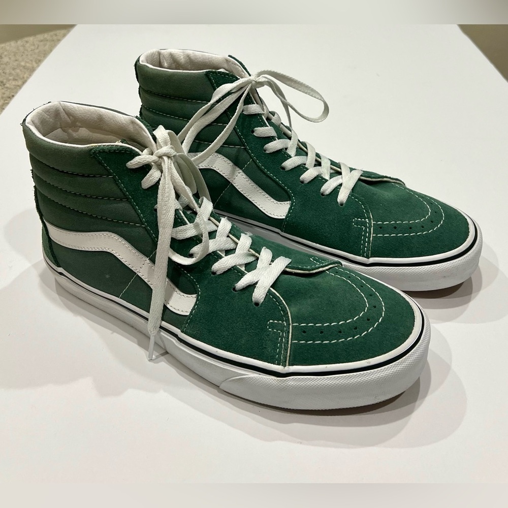 Vans Green and White High-Top Sneakers